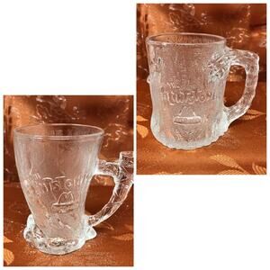 Flintstones Vintage Frosted Glass Cups McDonalds TreeMendous & Mammoth 1993